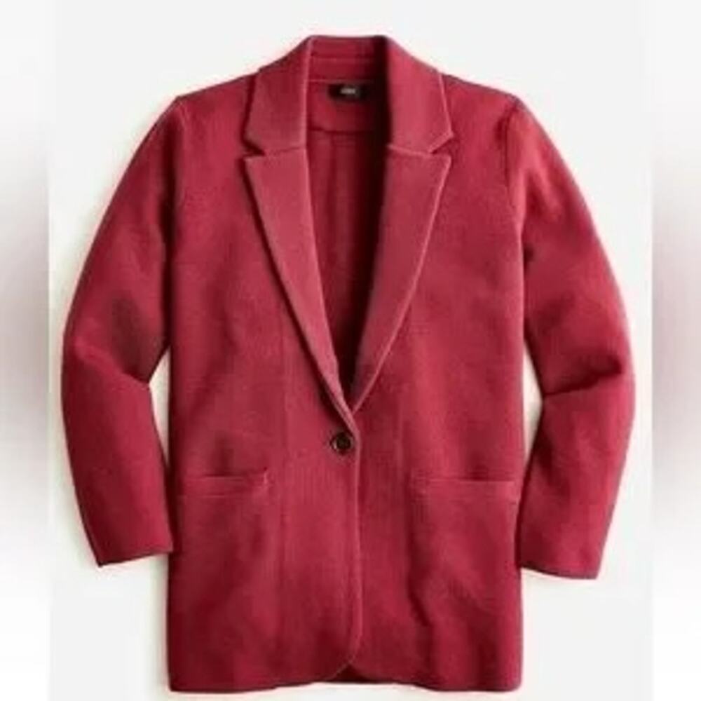 J. Crew Cecile Relaxed Sweater Blazer Jacket Cotton Berry Red Small